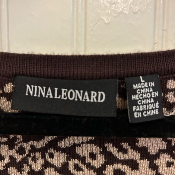 Nina Leonard Animal Print Sweater Dress - Size Large - Picture 6 of 7